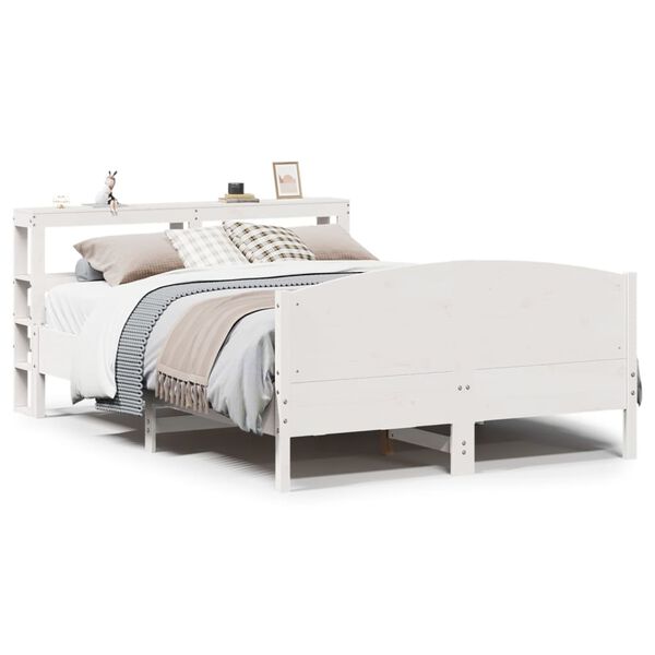 vidaXL Estructura de cama sin colch&oacute;n madera de pino blanca 140x200 cm