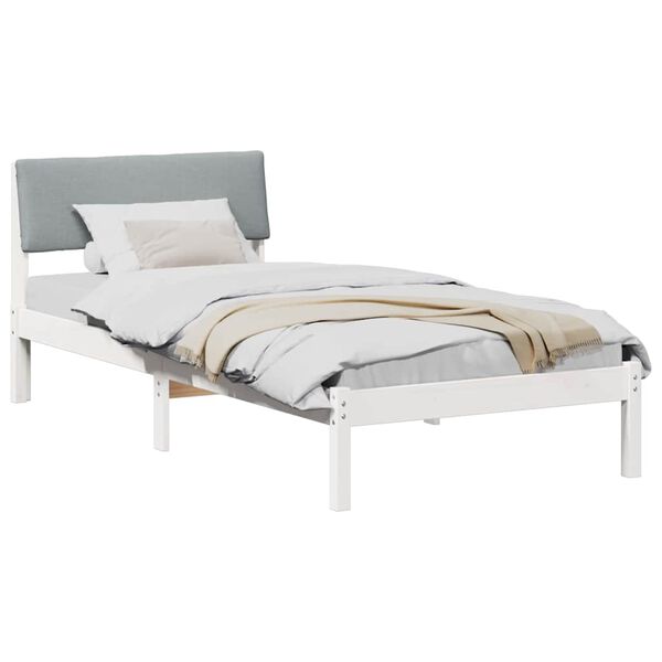 vidaXL Estructura de cama con cabecera y gris claro 90 x 190 cm