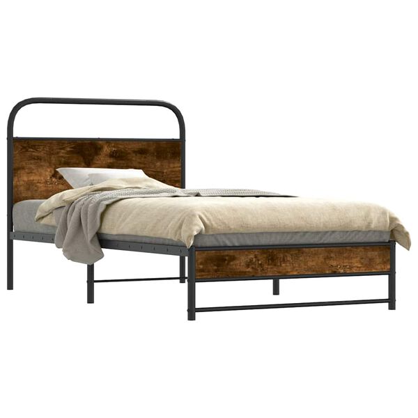 vidaXL Estructura de cama sin colch&oacute;n 90x190 cm madera roble ahumado