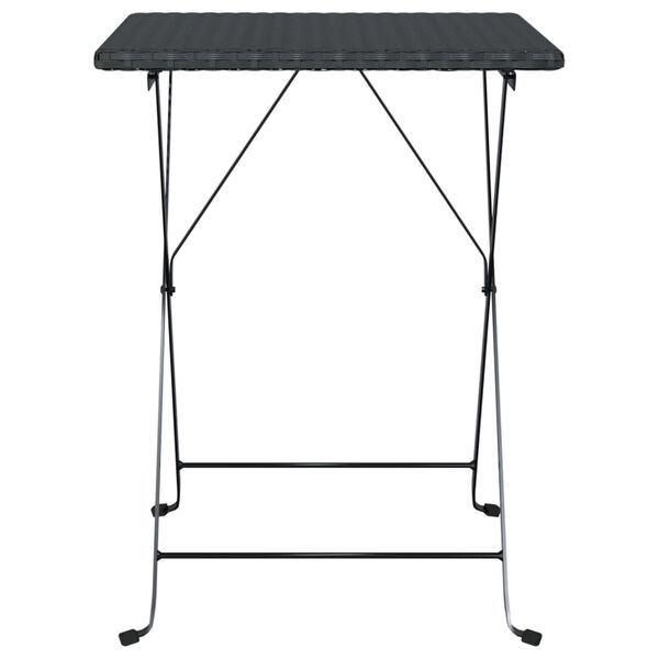 vidaXL Mesa bistró plegable negra ratán sintético 55x54x71 cm