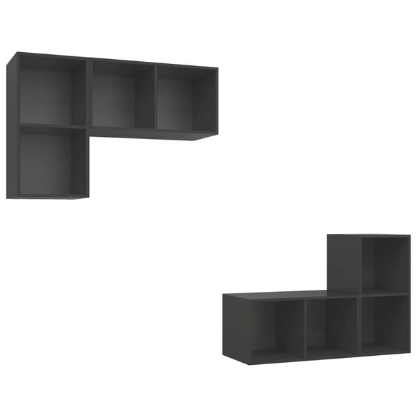 vidaXL Muebles de sal&oacute;n de pared 4 piezas madera ingenier&iacute;a gris