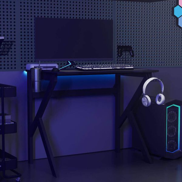 vidaXL Escritorio gaming con patas en forma de K negro 90x60x75 cm
