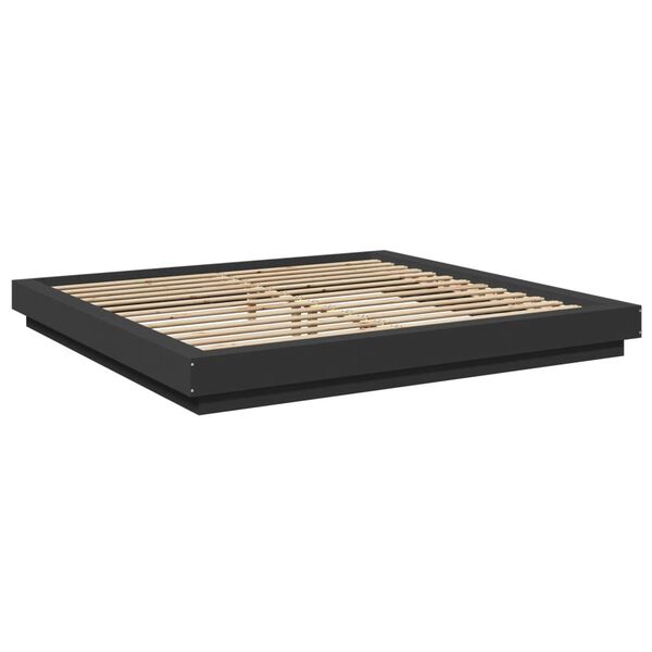 vidaXL Estructura de cama madera de ingeniería negra 180x200 cm