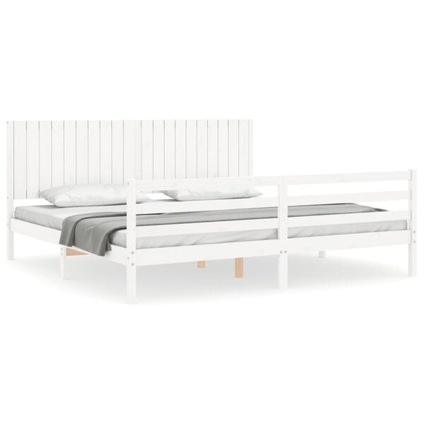 vidaXL Estructura de cama con cabecero madera maciza blanco 200x200 cm