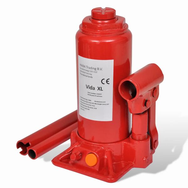 vidaXL Gato de botella hidr&aacute;ulico elevador de coches rojo 5 toneladas