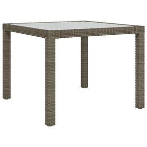 vidaXL Mesa jard&iacute;n vidrio templado rat&aacute;n sint&eacute;tico 90x90x75 cm gris