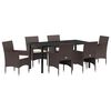 vidaXL Conjunto de Comedor de Jard&iacute;n 7 pcs Marr&oacute;n rat&aacute;n sint&eacute;tico