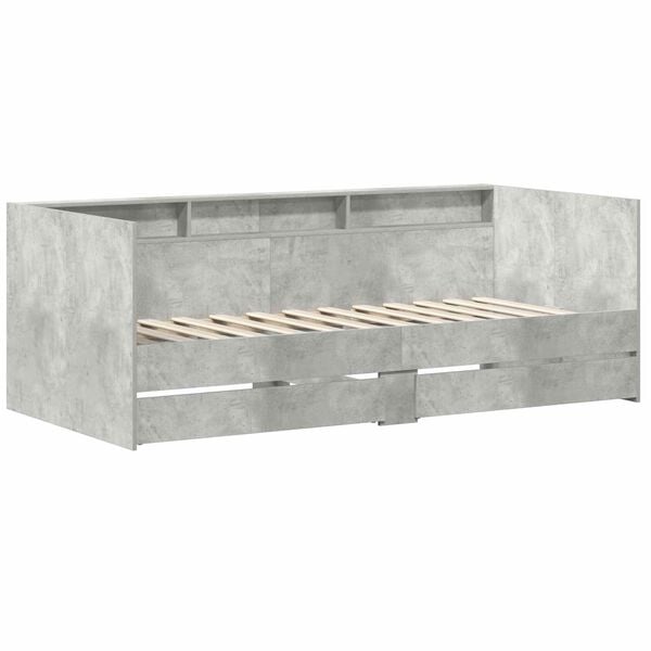 vidaXL Sof&aacute; cama con caj&oacute;n Gris 90 x 200 cm Madera de ingenier&iacute;a