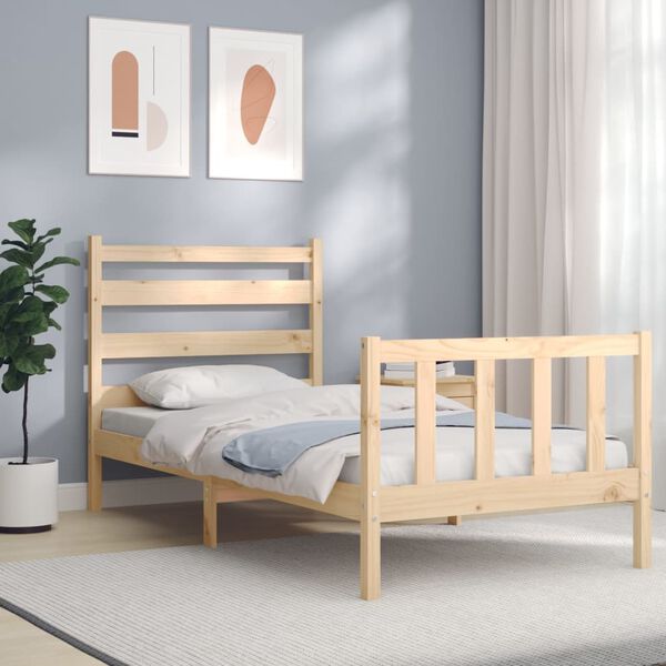 vidaXL Estructura de cama sin colch&oacute;n madera maciza de pino 90x200 cm