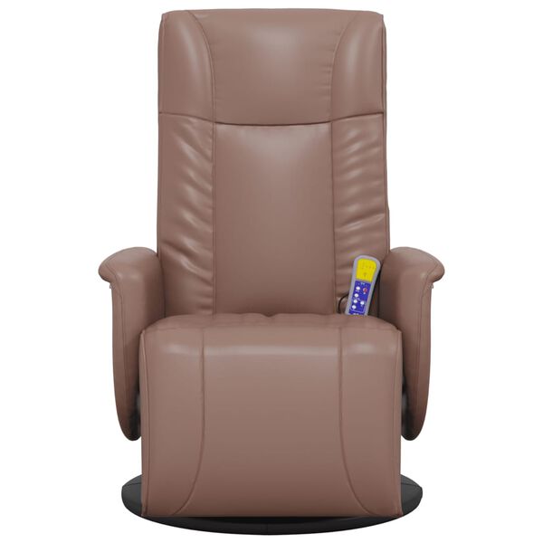 vidaXL Sillón reclinable masaje con reposapiés cuero sintético marrón