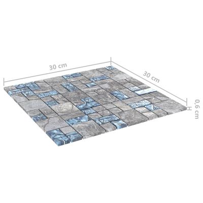 vidaXL Azulejos de mosaico 11 unidades vidrio gris y azul 30x30 cm