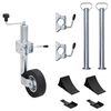 vidaXL Rueda de remolque 2 tubos soporte 3 abrazaderas divididas 60 mm