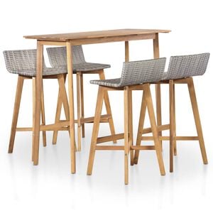 vidaXL Set de comedor de jard&iacute;n 5 piezas madera maciza de acacia