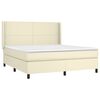 vidaXL Cama box spring colch&oacute;n y LED cuero sint&eacute;tico crema 160x200 cm
