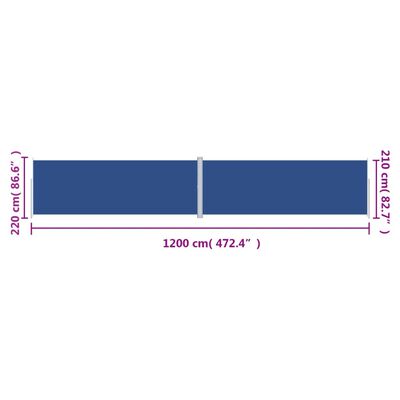 vidaXL Toldo lateral retráctil azul 220x1200 cm