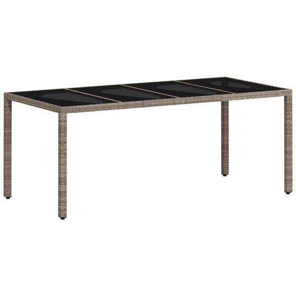 vidaXL Set de comedor jard&iacute;n 9 piezas y cojines rat&aacute;n PE y vidrio gris