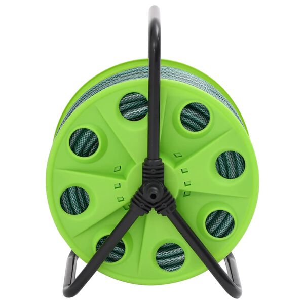 vidaXL Carrete de rollo para manguera de pie PVC verde 20 m