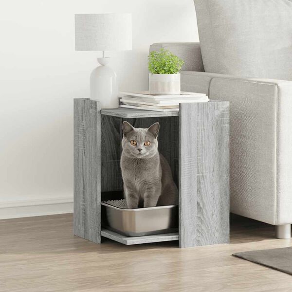 vidaXL Mueble arenero para gatos madera gris Sonoma 42x42x51 cm