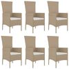 vidaXL Set comedor de jardín 7 pzas con cojines ratán sintético beige
