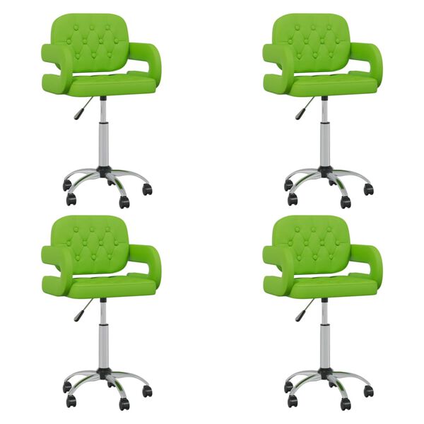 vidaXL Sillas de comedor giratorias 4 unidades cuero sint&eacute;tico verde