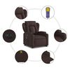 vidaXL Sill&oacute;n masaje el&eacute;ctrico reclinable elevable tela marr&oacute;n oscuro