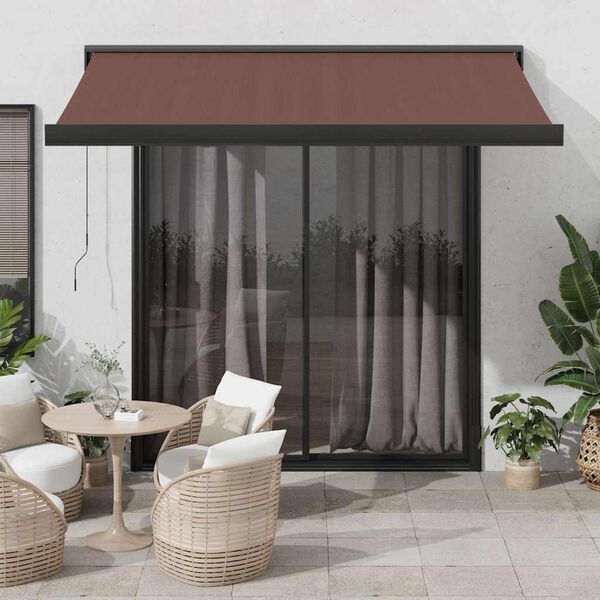 vidaXL Toldo retráctil automático marrón 350x250 cm
