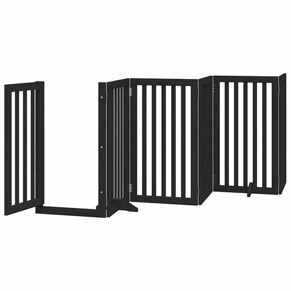 vidaXL Puerta de perros plegable 12 paneles madera &aacute;lamo negra 600 cm