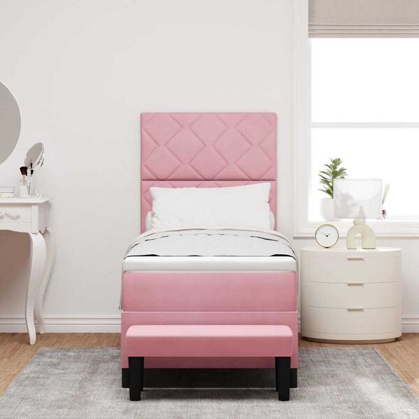 vidaXL Cama tipo Box Spring con colch&oacute;n Rosa 80 x 200 cm Terciopelo