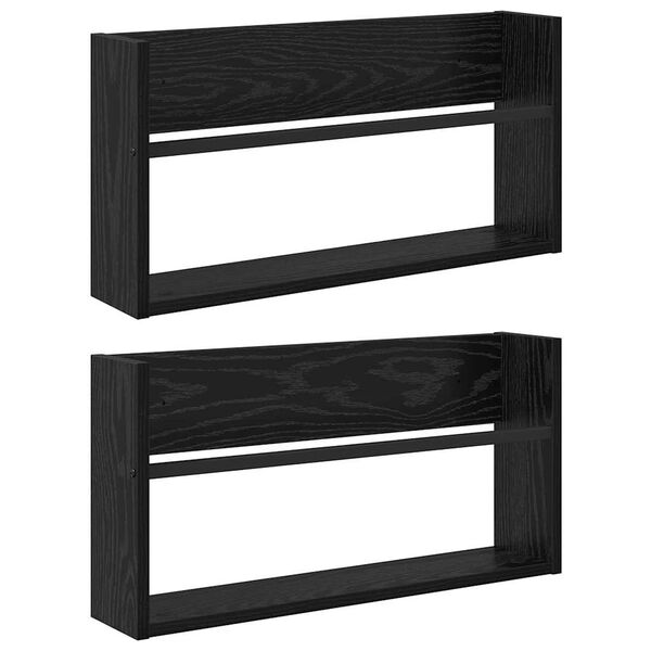 vidaXL Estante de revistas 2 pcs Roble Negro 60 x 12 x 30 cm