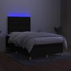 vidaXL Cama box spring con colch&oacute;n y luces LED tela negro 120x190 cm