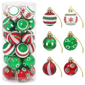 vidaXL Juego de bolas navide&ntilde;as 72 uds. Rojo, blanco y verde &Oslash; 3 cm
