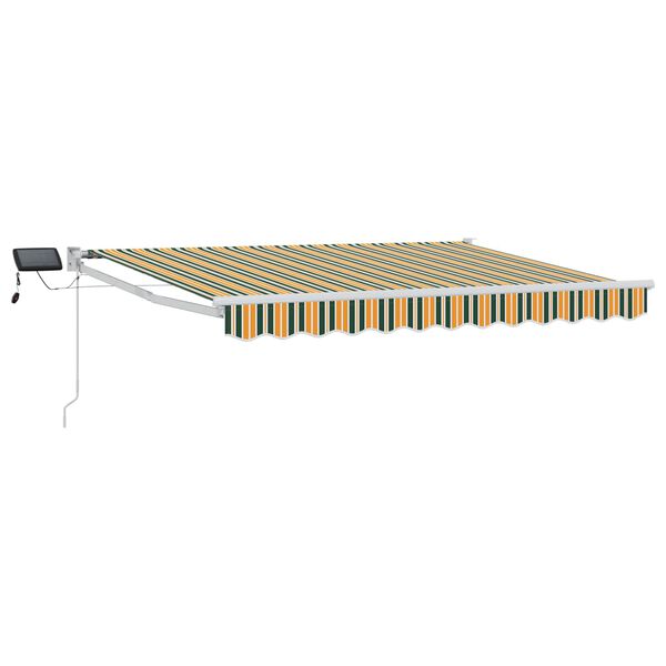 vidaXL Toldo manual retr&aacute;ctil con LEDs Verde y amarillo 3,5 x 2,5 m