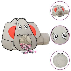 vidaXL Tienda de juegos dise&ntilde;o de elefante 250 bolas gris 174x86x101cm