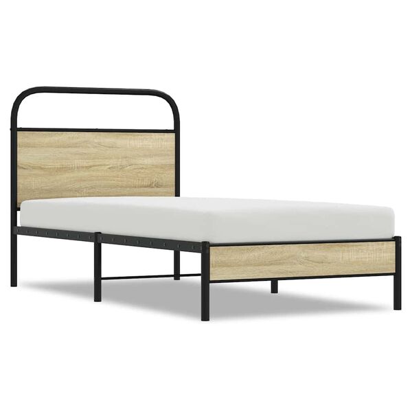 vidaXL Estructura de cama sin colchón 75x190 cm madera roble Sonoma