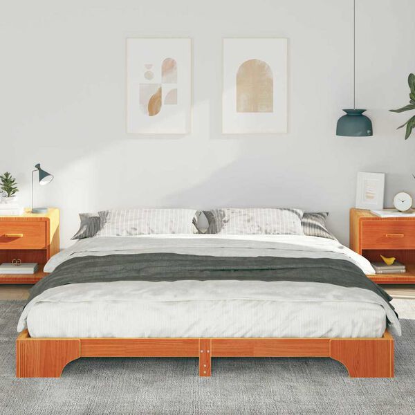 vidaXL Estructura de cama Marr&oacute;n 200 x 210 cm Madera de pino macizo