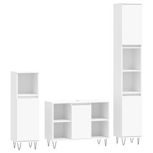 vidaXL Juego de muebles de ba&ntilde;o 3 pzas madera contrachapada blanco