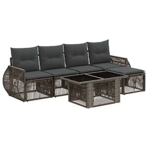 vidaXL Conjunto de sof&aacute;s de jard&iacute;n 6 uds. Gris y Gris Oscuro