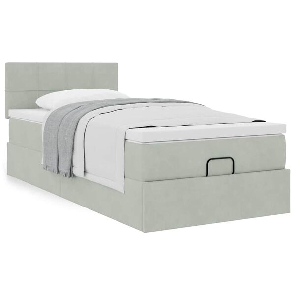 vidaXL Estructura cama otomana colch&oacute;n terciopelo gris claro 90x190cm
