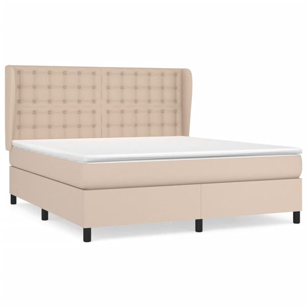 vidaXL Cama box spring con colch&oacute;n cuero sint&eacute;tico capuchino 160x200cm
