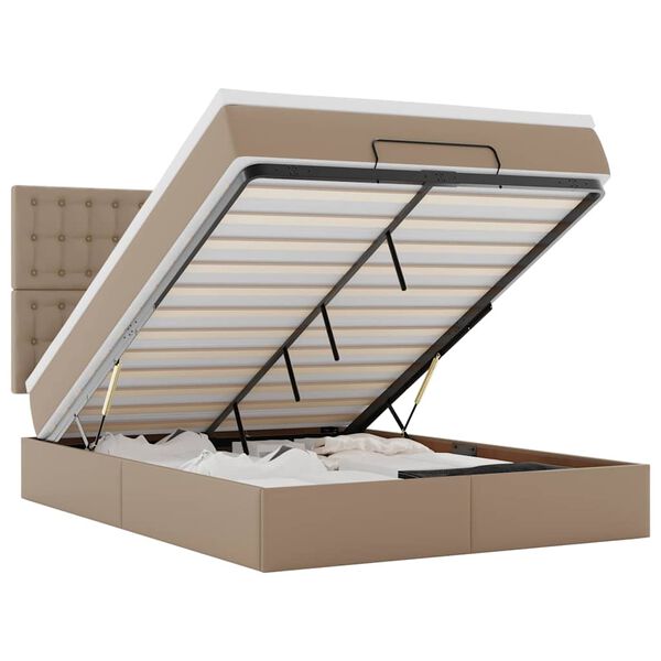 vidaXL Estructura cama otomana colch&oacute;n cappucino cuero sint&eacute;tico