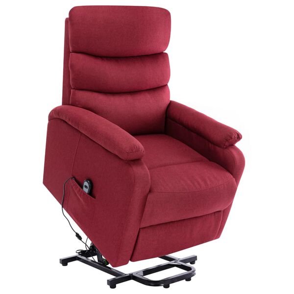 vidaXL Sillón de masaje elevable tela rojo tinto