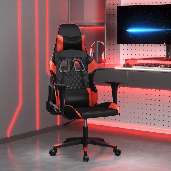 vidaXL Silla gaming cuero sint&eacute;tico negro y rojo