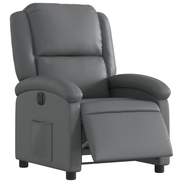vidaXL Sill&oacute;n reclinable el&eacute;ctrico de cuero sint&eacute;tico gris