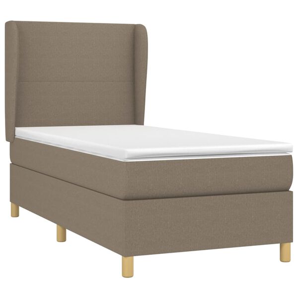 vidaXL Cama box spring con colch&oacute;n tela gris taupe 90x200 cm