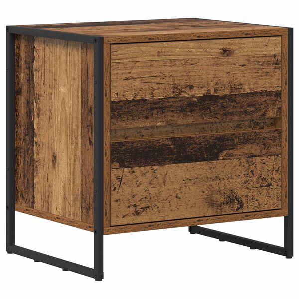 vidaXL Mesa de Noche con caj&oacute;n Madera Vieja 50 x 39.5 x 50 cm