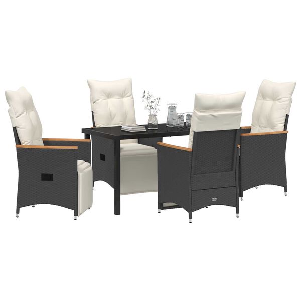 vidaXL Conjunto de Comedor de Jard&iacute;n 5 pcs Negro rat&aacute;n sint&eacute;tico
