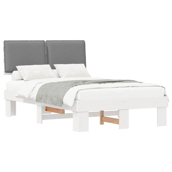 vidaXL Estructura de Cama con Cabecera Tapizada Gris Claro