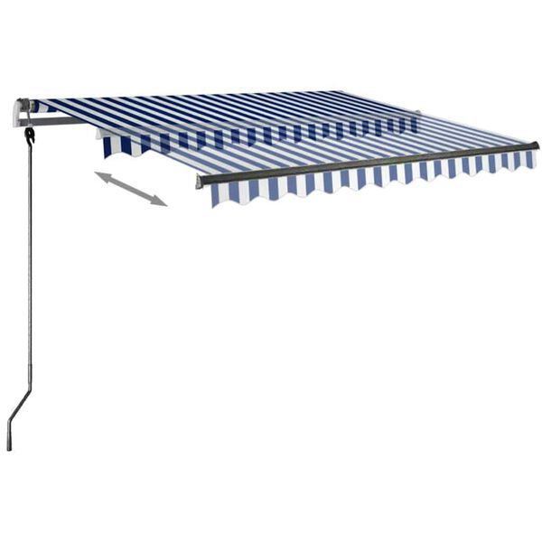 vidaXL Toldo de pie retr&aacute;ctil manual azul y marr&oacute;n 350x250 cm