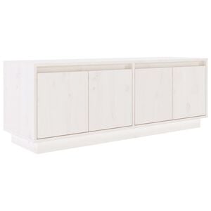 vidaXL Mueble de TV de madera maciza de pino blanco 110x34x40 cm