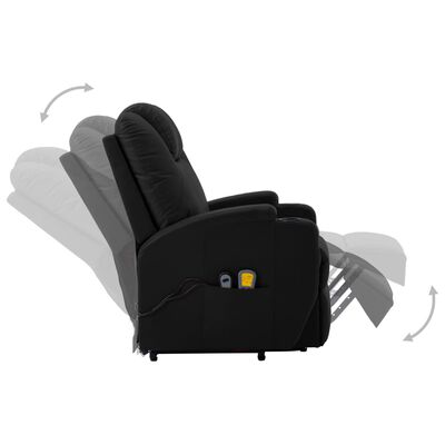 vidaXL Sillón de masaje con sistema de elevación cuero sintético negro